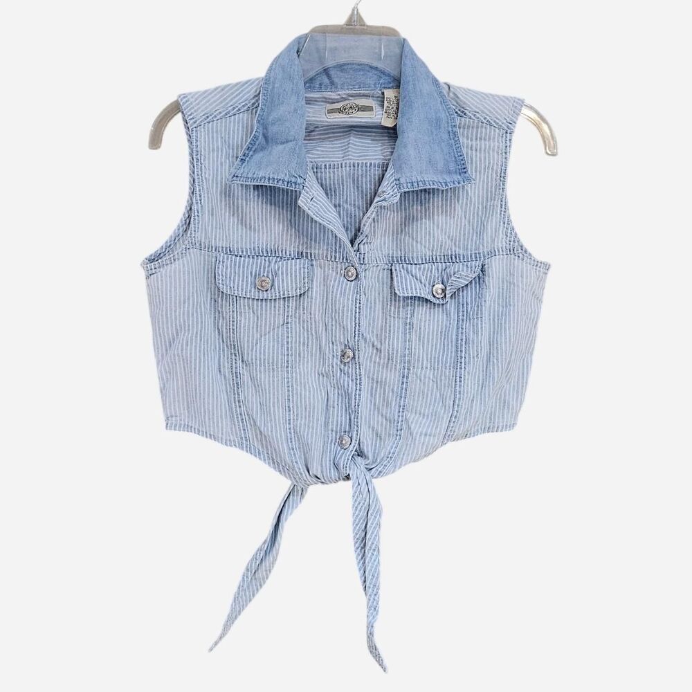 vintage boho western blue front tie top